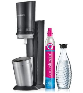 SodaStream Crystal 3.0 - Confezione convenienza con caraffa in vetro e bombola di CO2 a connessione rapida **Articolo di seconda scelta - Ispezionato** Nero