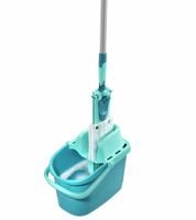 LEIFHEIT Combi M Easy Press Bodenwischer-Set mit Bodenwischer, Stiel, Wischbezug und Eimer & Easy-Press-Auspresssystem **B-Ware – geprüft** Hellblau