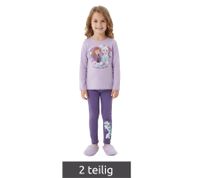 Disney FROZEN Kinder 2-teiliger Pyjama für Mädchen Schlafanzug-Set mit Anna und Elsa Print Baumwolle-Homewear Hose mit Olaf Print Nachtwäsche in Lila