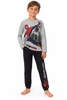 MARVEL Spider-Man Kinder-Pyjama im 2-teiligen Set für Jungen Baumwoll-Schlafanzug-Set im Spider-Man-Design Homewear lange Hose Nachtwäsche Schwarz/Grau