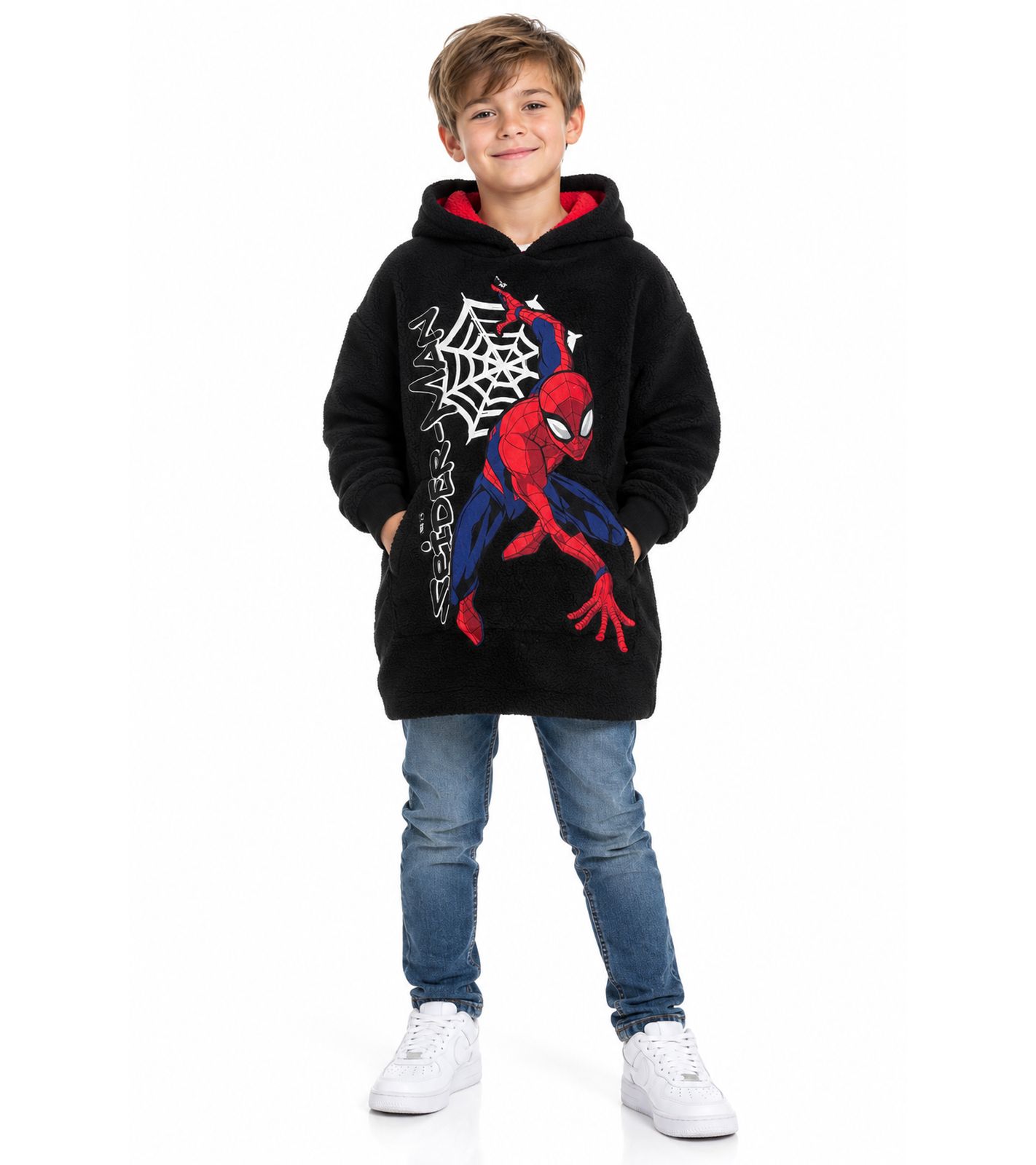 MARVEL Spider-Man Kinder Kapuzenpullover mit Teddy-Fell