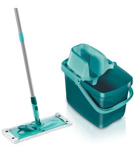 LEIFHEIT COMBI M Easy Press Bodenwischer-Set mit Bodenwischer, Stiel, Wischbezug und Eimer & Easy-Press-Auspresssystem **B-Ware – geprüft** Türkis