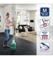 LEIFHEIT COMBI M Easy Press Bodenwischer-Set mit Bodenwischer, Stiel, Wischbezug und Eimer & Easy-Press-Auspresssystem **B-Ware – geprüft** Türkis
