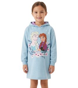 Langer Disney FROZEN Kinder-Kapuzenpullover mit großem Elsa & Anna Motiv Pullover mit Teddy-Fell Blau