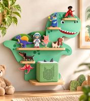 Kinder Dinosaurier-Regal bis zu 15 Figuren Musikbox-Regal im Dinosaurier-Design ca. 51 x 47 x 15,5 cm **B-Ware – geprüft** Grün
