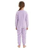 Disney FROZEN Kinder-Jumpsuit mit Anna, Elsa, Olaf und Sven Motiv Overall-Anzug mit Teddy-Fell Lila