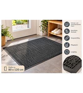 VEBE Schmutzfangmatte ca. 80 x 120 cm mit Schmutz- und wasserabweisende Fasern Fußmatte **B-Ware – geprüft** Grau/Schwarz