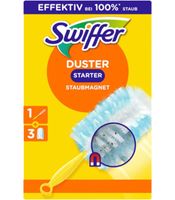 Swiffer 1 Stab & 3 Tücher Duster Starter Staubmagnet Wiederverwendbarer 1x Staubmagnet Griff & 3x Nachfülltücher **B-Ware – geprüft** in Gelb/Blau