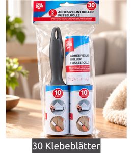 Dirt Devil Fusselroller-Set insgesamt 30 Klebeblätter - selbstklebend inklusive 2 Nachfüllpackungen - jeweils 10 Klebeblätter **B-Ware – geprüft** Grau