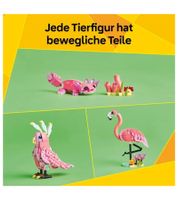 LEGO Creator 3in1 Wilde Tiere: Rosa Flamingo 31170 mit 288 Teilen, 3 Bauvarianten Flamingo, Kakadu & Axolotl ab 8 Jahren **B-Ware – geprüft** Bunt