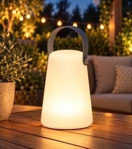 Florana Akku-Gartenleuchte Outdoor & Garten mit 15 RGB-Farben + Warmweiß, Fernbedienung, 5-fach dimmbar, 4 Farbwechsel-Modi, IP44 & USB-C **B-Ware – geprüft** Garden Care in Weiß/Grau