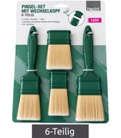 hecht international 6-Teiliges LACK Pinsel-Set mit Wechselkopf - 2 Griffe, 4 Aufsätze, 1 Klick - für Lackfarben **B-Ware – geprüft** Grün