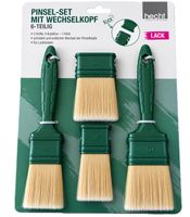 hecht international 6-Teiliges LACK Pinsel-Set mit Wechselkopf - 2 Griffe, 4 Aufsätze, 1 Klick - für Lackfarben **B-Ware – geprüft** Grün