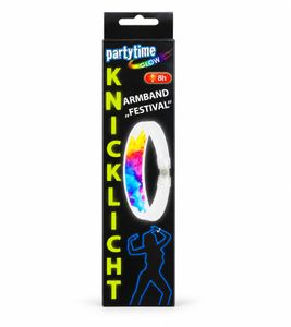 Partytime Glow Knicklichtarmband „Festival“ mit Verbinder, bis zu 8h Leuchtdauer für Party, Konzert & Festival **B-Ware – geprüft** Mehrfarbig