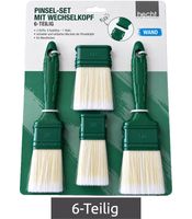 hecht international 6-Teiliges WAND Pinsel-Set mit Wechselkopf - 2 Griffe, 4 Aufsätze, 1 Klick - für Wände & Wandfarben **B-Ware – geprüft** Grün