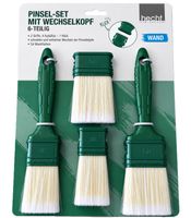 hecht international 6-Teiliges WAND Pinsel-Set mit Wechselkopf - 2 Griffe, 4 Aufsätze, 1 Klick - für Wände & Wandfarben **B-Ware – geprüft** Grün