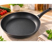 Ø 28cm Geschmiedete Aluminium Bratpfanne für Induktion & alle Herdarten, vielseitige Pfanne mit langem Griff **B-Ware – geprüft** Schwarz