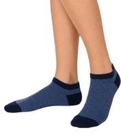 12 pares de calcetines de algodón con borde cómodo: calcetines tipo sneaker sostenibles con diversos diseños en azul y gris