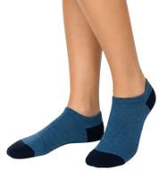 12 pares de calcetines de algodón con borde cómodo: calcetines tipo sneaker sostenibles con diversos diseños en azul y gris