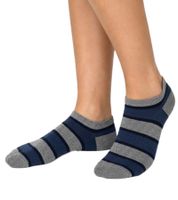 12 pares de calcetines de algodón con borde cómodo: calcetines tipo sneaker sostenibles con diversos diseños en azul y gris
