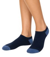 12 pares de calcetines de algodón con borde cómodo: calcetines tipo sneaker sostenibles con diversos diseños en azul y gris