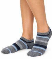 12 pares de calcetines de algodón con borde cómodo: calcetines tipo sneaker sostenibles con diversos diseños en azul y gris