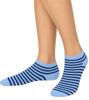 12 pares de calcetines de algodón con borde cómodo: calcetines tipo sneaker sostenibles con diversos diseños en azul y gris