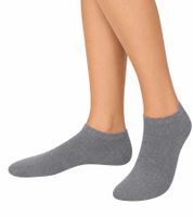 12 pares de calcetines de algodón con borde cómodo: calcetines tipo sneaker sostenibles con diversos diseños en azul y gris