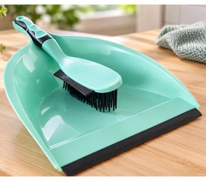 Kehrschaufel mit Handfeger, Kehrset mit ergonomischem Griff für komfortables Arbeiten **B-Ware – geprüft**  Türkis