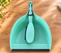 Kehrschaufel mit Handfeger, Kehrset mit ergonomischem Griff für komfortables Arbeiten **B-Ware – geprüft**  Türkis