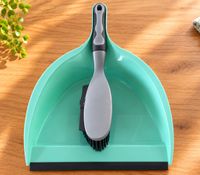 Kehrschaufel mit Handfeger, Kehrset mit ergonomischem Griff für komfortables Arbeiten **B-Ware – geprüft**  Türkis/Grau