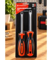 HAMMERSCHMITT 2-teiliges Schraubendreher-Set mit 2 verschiedenen Klingelspitzen SL5x100mm/SL6x100mm **B-Ware – geprüft** in Orange/Schwarz