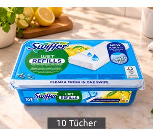 10 Stück Swiffer feuchte Bodentücher mit Tausenden von abdriftmindernden Fasern **B-Ware – geprüft** Wet Refills in Weiß