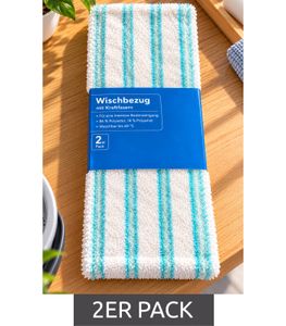 2er-Pack Wischbezug mit Kraftfasern für eine intensive Bodenreinigung **B-Ware – geprüft** in Weiß/Hellblau