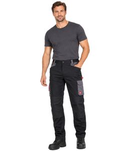 Einhell Professional Workwear Herren Thermo Arbeitshose mit Hammerschlaufe, Praktische Taschen, Teilelastischer Bund & Knieaufsätze in Schwarz/Grau