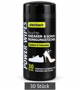 30 Stück Feuchte Sneaker- & Schuh-Reinigungstücher von steinbach für schnelle Sauberkeit, praktisch & gebrauchsfertig **B-Ware – geprüft** Weiß