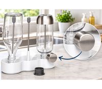 HEDURA Flaschenabtropfhalter mit Abtropfstangen 29 x 27 x 12,5 cm aus rostfreiem Edelstahl mit integrierten Deckelhaltern **B-Ware – geprüft** in Weiß/Silber