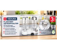 HEDURA Flaschenabtropfhalter mit Abtropfstangen 29 x 27 x 12,5 cm aus rostfreiem Edelstahl mit integrierten Deckelhaltern **B-Ware – geprüft** in Weiß/Silber