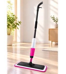 Steinbach Spray Mop (includes 2 mop pads; 120 cm handle, 500 ml water tank, 40 cm cleaning width) **B-Stock – Inspected** – Black/Pink
