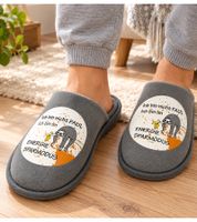 Ich bin nicht faul, ich bin im Energiesparmodus Kuschelige Herren & Damen Camprella Hausschuhe mit Faultier-Motiv aus bequemer Mikrofaser Innenausstattung Hausslipper Pantoffeln Grau
