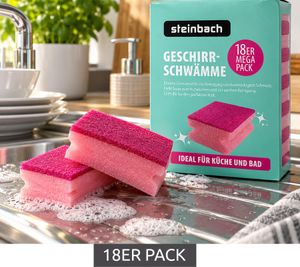 steinbach Geschirrschwämme 18er Pack zur sanften Reinigung und hartnäckigem Schmutz **B-Ware – geprüft & funktionell einwandfrei** Mehrfarbig