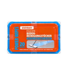 20 Stück Steinbach POWER-WIPES  Boden-Reinigungstücher mit frischem Apfelduft in wiederverschließbarer Kunststoffbox kraftvoll gegen schmutz am Boden**B-Ware – geprüft** Weiß