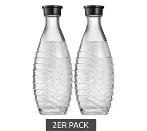 2er Pack sodastream Glaskaraffen aus robustem Glas gefertigt 0,7 Liter je Karaffe **B-Ware – geprüft** Schwarz/Transparent