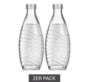 2er Pack sodastream Glaskaraffen aus robustem Glas gefertigt ohne Flaschenverschluss 0,7 Liter je Karaffe **B-Ware – geprüft** Schwarz/Transparent