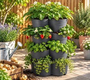 4-Tier Potato & Plant Tower – Space-Saving Planter (approx. 45 x 42 x 65 cm) **B-Stock – Inspected & Fully Functional** – Anthracite