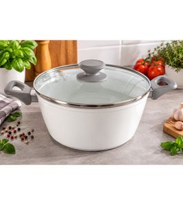 Ø 24 cm aluminum cooking pot with ILAG NON-STICK XERADUR 3 ceramic non-stick coating **B-stock – inspected** White