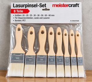 meistercraft 8-Teiliges Lasurpinsel-Set für Dispersionsfarben, Lacke und Lasuren **B-Ware – geprüft** Beige