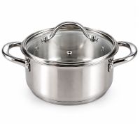 Ø 16 cm Edelstahl Kochtopf rostfreier Topf mit Liter-Skala ca. 1,25 L **B-Ware – geprüft** in Silber