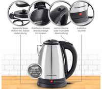 Hervidor de agua GOURMETmaxx de acero inoxidable (1,8 l, 1500 W, base giratoria 360°) **Producto de categoría B – verificado** (Plata/Negro)