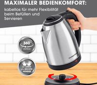 Hervidor de agua GOURMETmaxx de acero inoxidable (1,8 l, 1500 W, base giratoria 360°) **Producto de categoría B – verificado** (Plata/Negro)